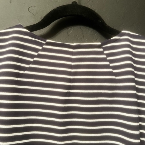 Chico's 3 womens Cardigan Sweater Blue & White striped 1 Button Striped - Picture 9 of 10